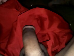 Horny sexy Indian bisexual blithe shemale masturbation sex with red silk satin