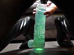 Anal masturbation with 12 worm Dildo